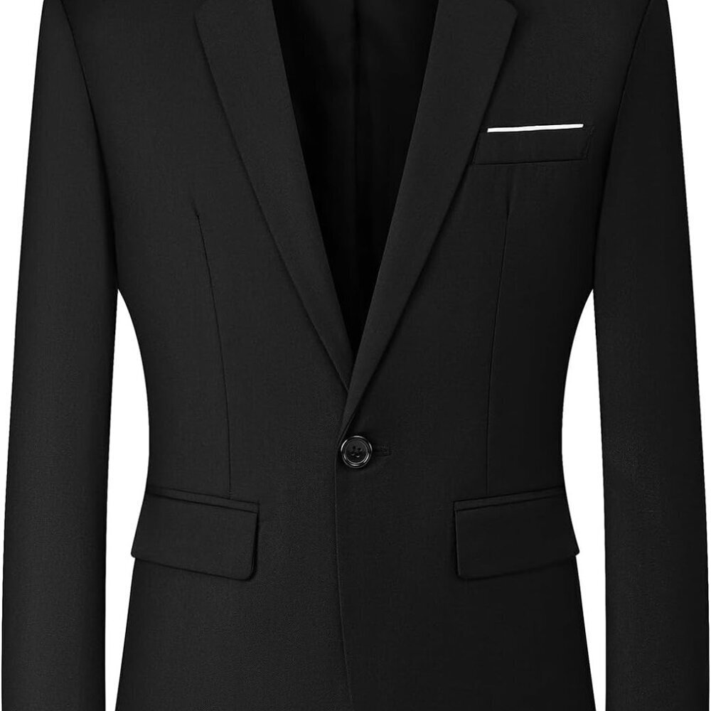 Black Slim Fit Blazer Men's Large Modern Suit Coat